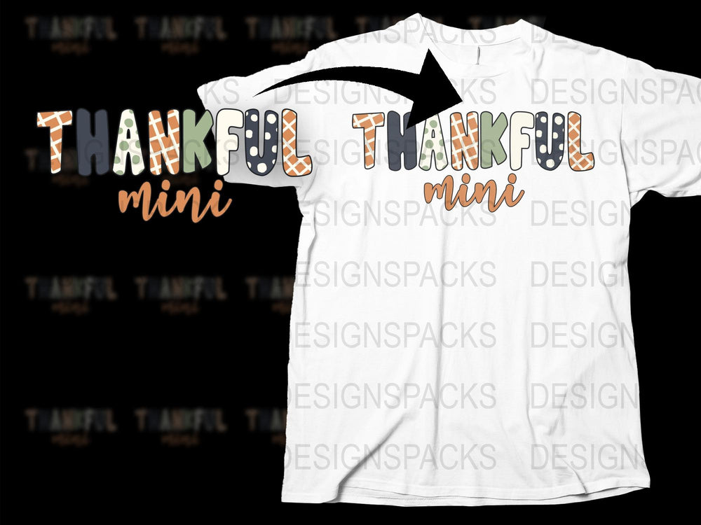Thankful Mini T-Shirt Thanksgiving Family Matching Fall Season Tops