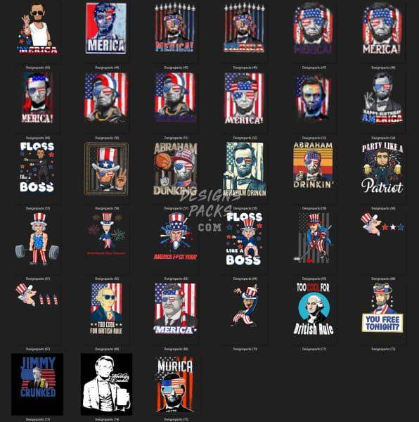 55 4th of July Politics Designs Bundle PNG designspacks
