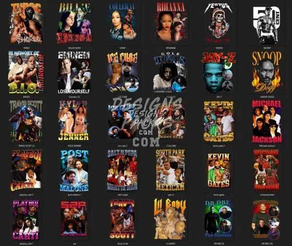 55 Music Hip Hop Designs Bundle PNG designspacks
