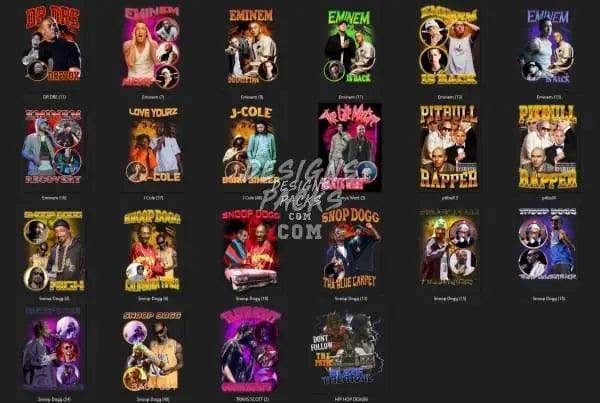 55 Music Hip Hop Designs Bundle PNG designspacks