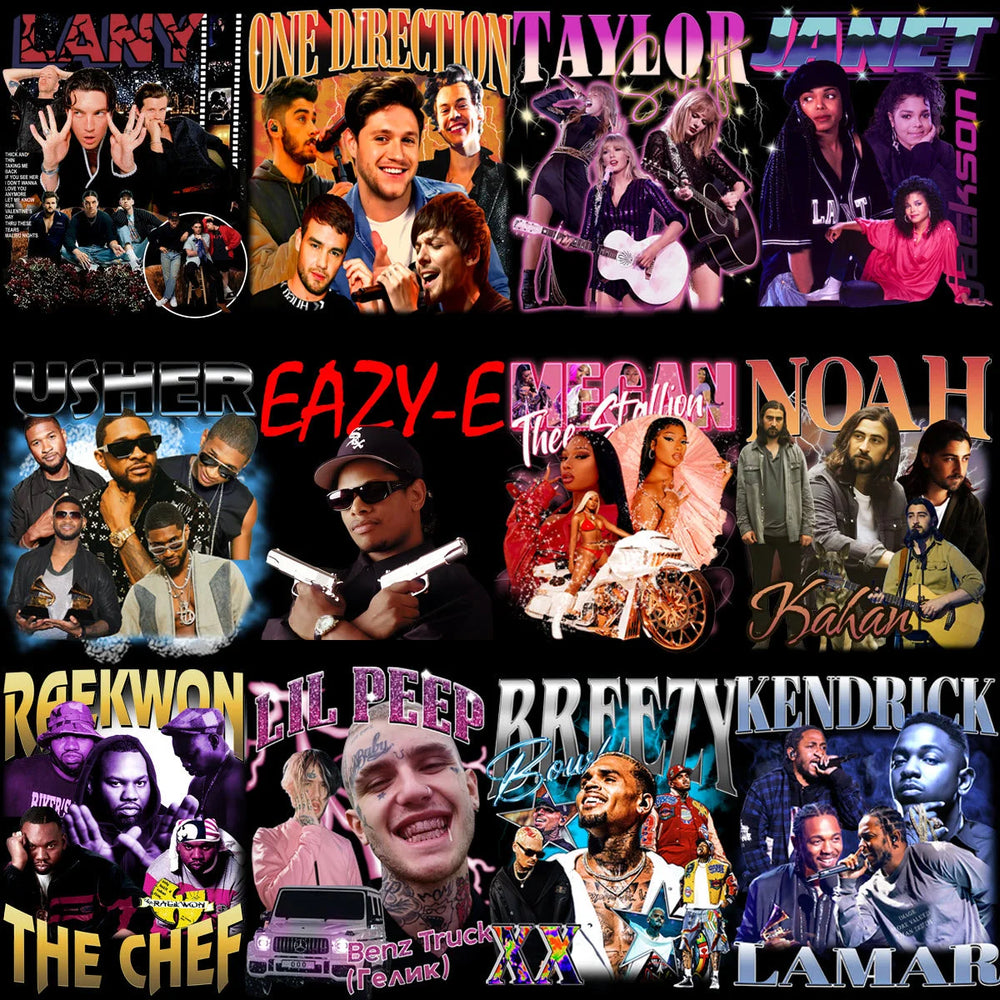 55 Music Stars Bootleg Artists Mixed Designs Bundle PNG