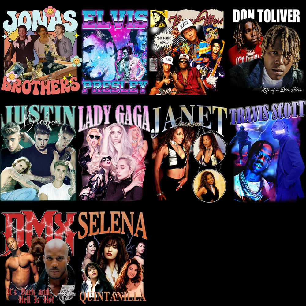 55 Music Stars Bootleg Artists Mixed Designs Bundle PNG