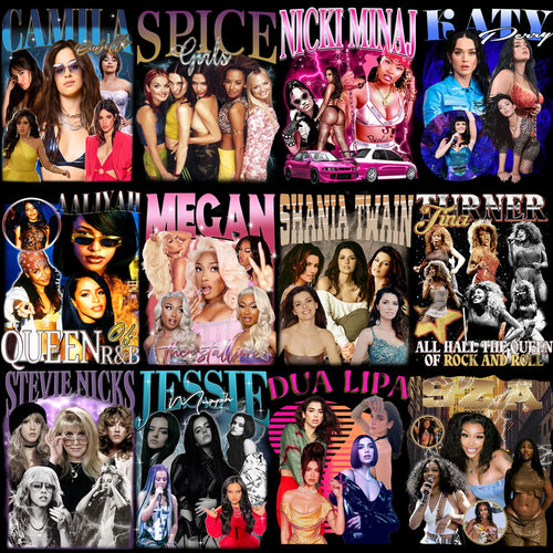 55 Music Stars Bootleg Artists Mixed Designs Bundle PNG