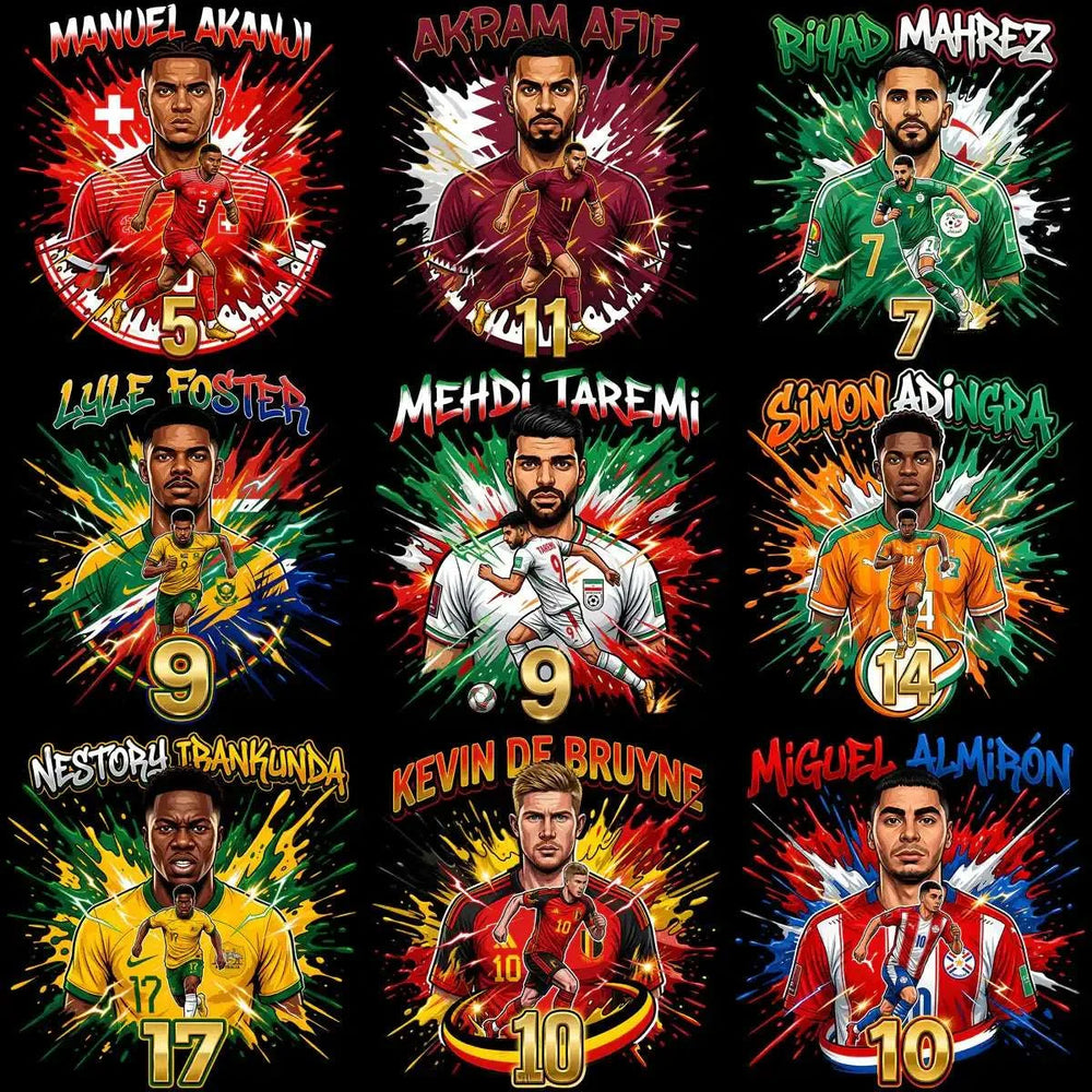 55 Soccer Players World Cup 2026 Teams Football Designs Bundle PNG