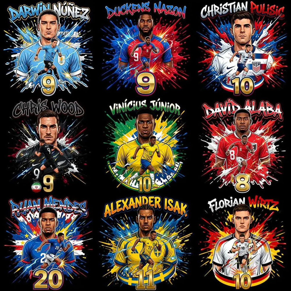 55 Soccer Players World Cup 2026 Teams Football Designs Bundle PNG