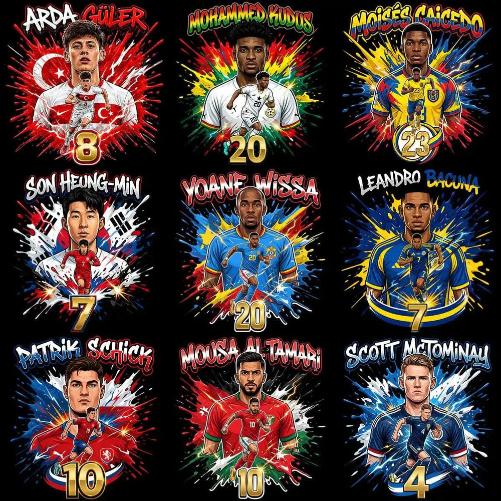 55 Soccer Players World Cup 2026 Teams Football Designs Bundle PNG