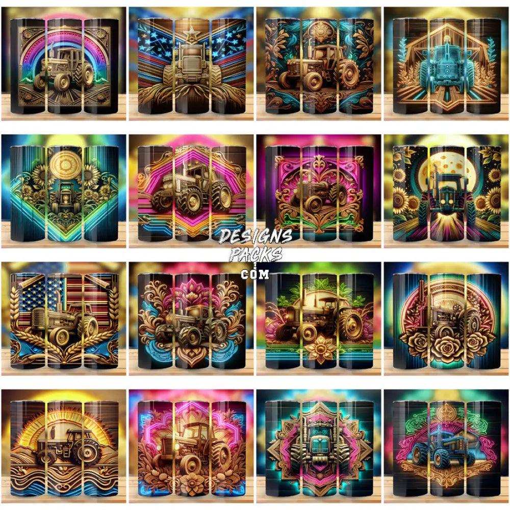 55 Tractor Led Neon Tumbler Wrap Bundle Jpg