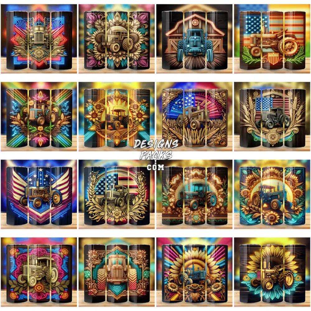 55 Tractor Led Neon Tumbler Wrap Bundle Jpg