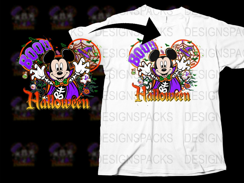 Disney Halloween T-Shirt, Mickey Mouse Boo Graphic, Festive Fall Tee, Kids and Adults Sizes Available