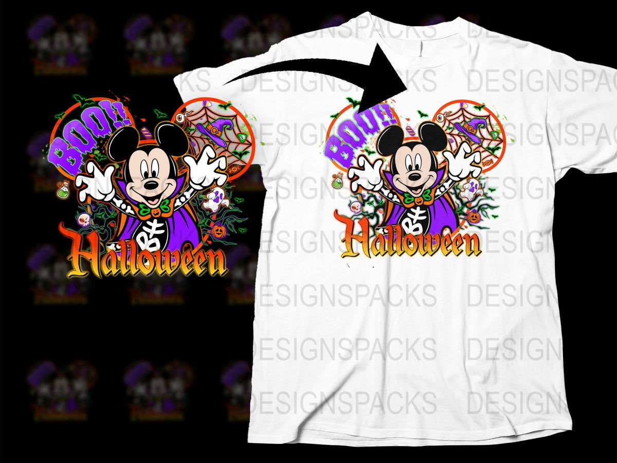 Disney Halloween T-Shirt, Mickey Mouse Boo Graphic, Festive Fall Tee, Kids and Adults Sizes Available
