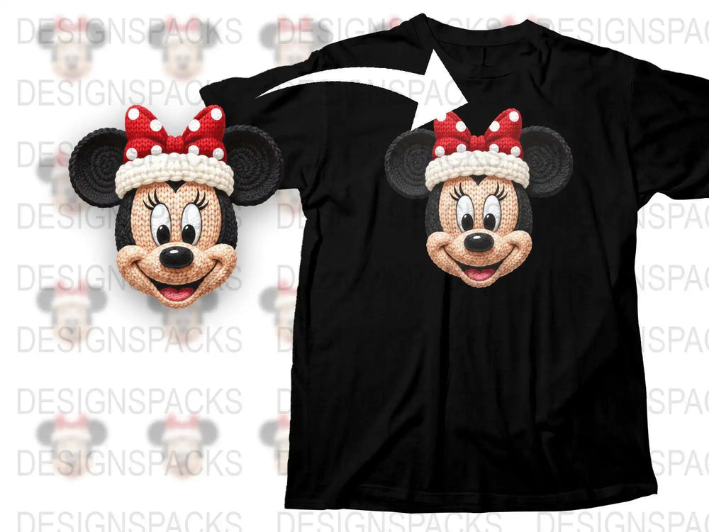 Disney Inspired Minnie Mouse Ears Graphic T-Shirt, Cute Cartoon Character Tee, Unisex Black Cotton Shirt for All Ages