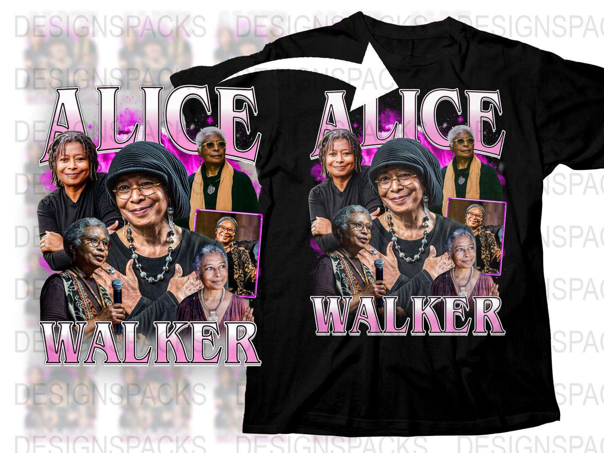 Alice Walker Graphic T-Shirt, Famous Author Print, Inspirational Women in Literature Tee, Black and Pink