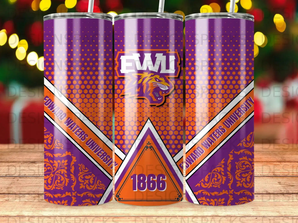 Edward Waters University EWU Tiger Purple Orange 1866 Tumbler