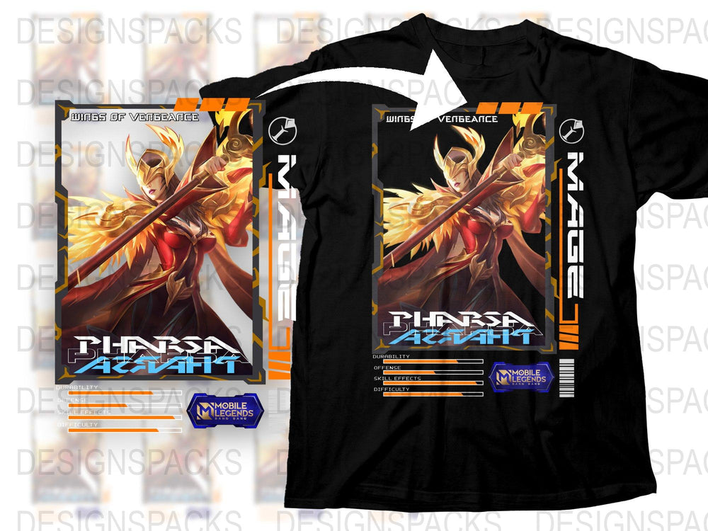 Mobile Legends T-Shirt, Pharsa Avatar, Judge of Vengeance Graphic Tee, Gaming Apparel, Unisex Black Shirt