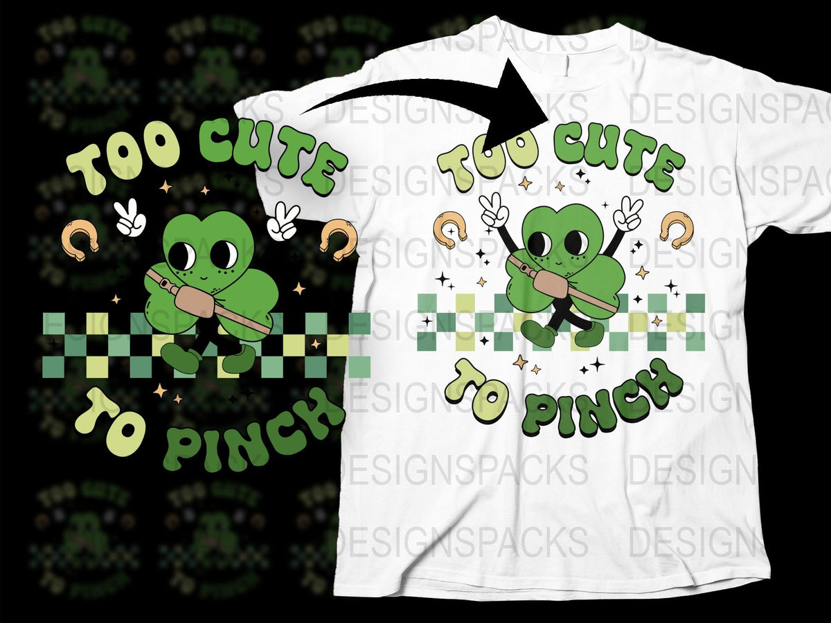 Cute Frog T-Shirt 'Too Cute to Pinch' Saint Patrick's Day Tee, Green Irish Frog Kids and Adults Top, Unisex Spring Fashion Shirt