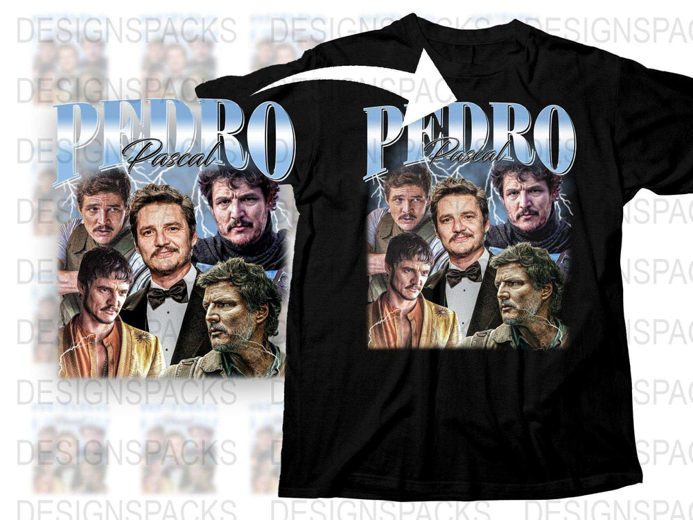 Retro Pedro Movie Collage T-Shirt, Vintage Film Graphic Tee, Classic Actor Fan Art, Unique Gift Idea
