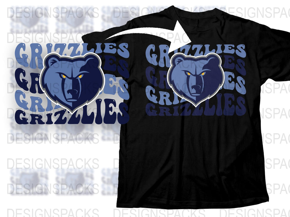 Grizzlies Graphic T-Shirt, Blue and Black Sports Team Tee, Men's Athletic Wear, Casual Style Top