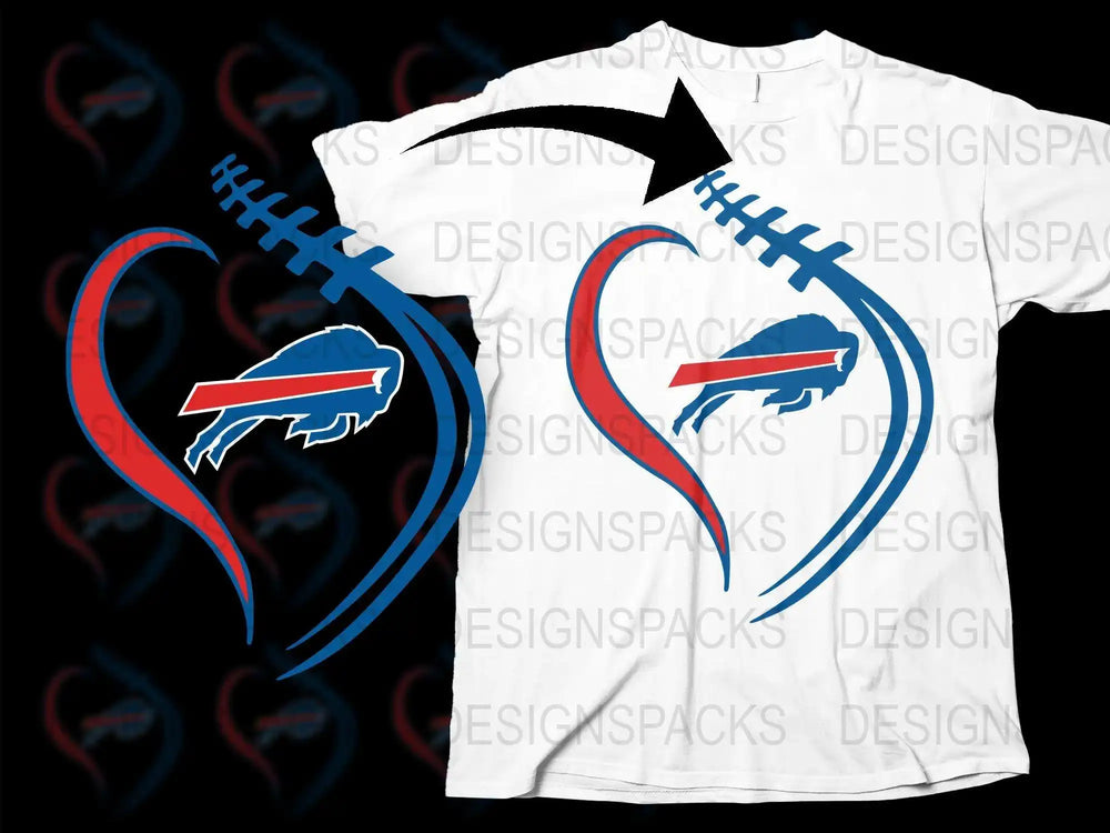 Buffalo Heartbeat Line T-Shirt, Sports Fan Gift, American Football Team Graphic Tee, Bold Colors