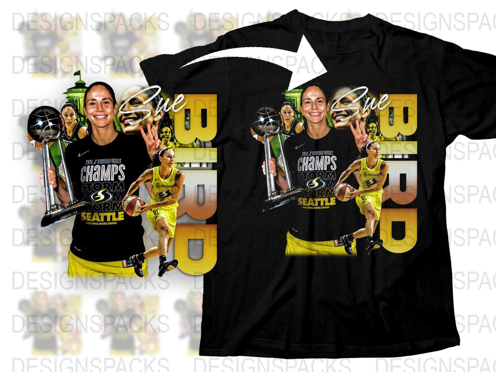 Sue Bird Championship T-Shirt, Seattle Basketball Legend, Women's Sports Fan Apparel, Black Tee