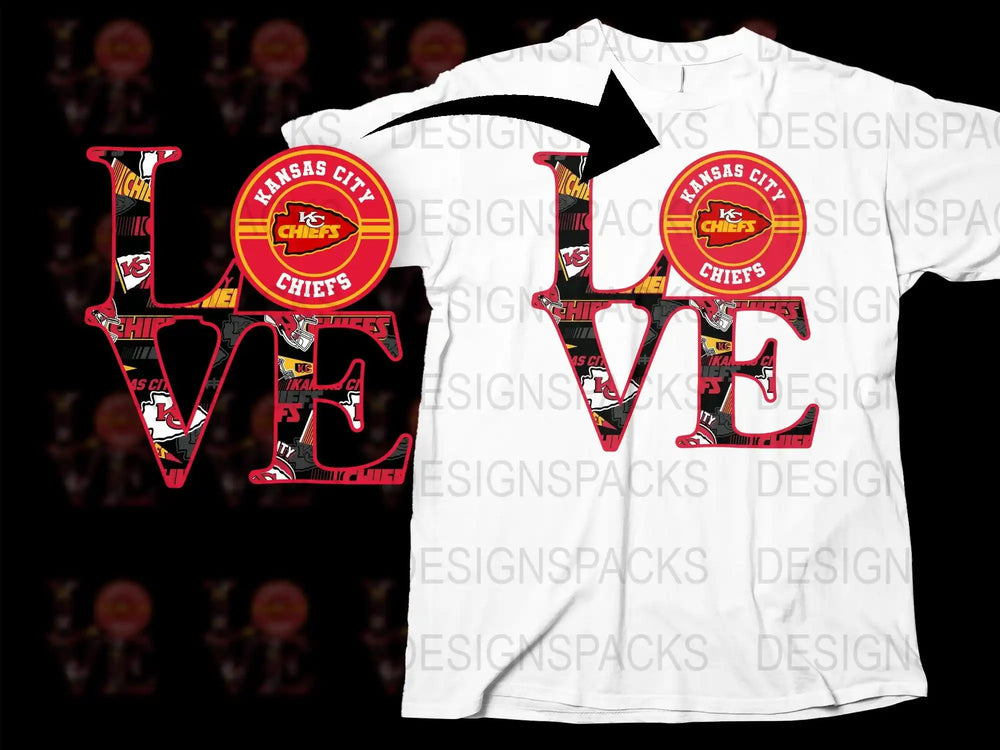 Kansas City Chiefs Love Graphic T-Shirt, Unisex Football Fan Apparel, Red and White Tee