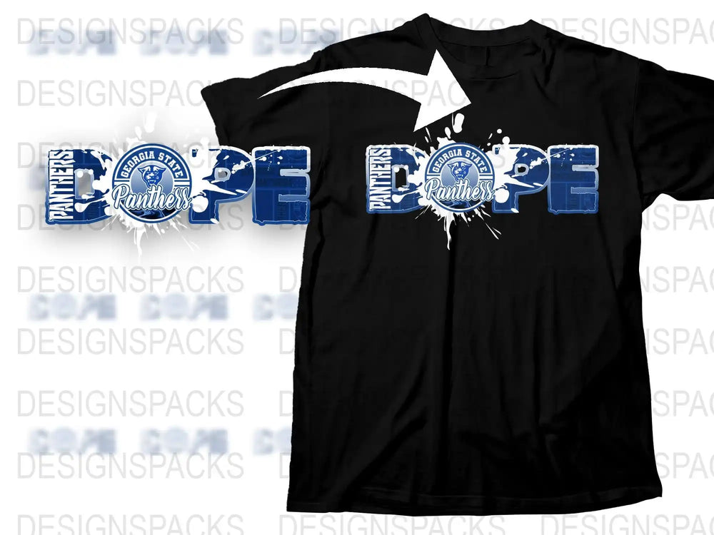 Vintage Blue Panthers T-Shirt, Distressed Print Graphic Tee, Retro Style Casual Men's Wear