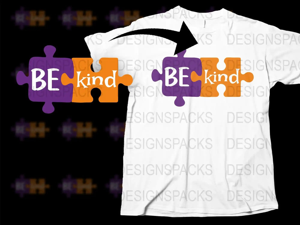 Be Kind Puzzle Piece Graphic T-Shirt, Inspirational Message, Unisex White Tee with Colorful Design, Trendy Casual Wear