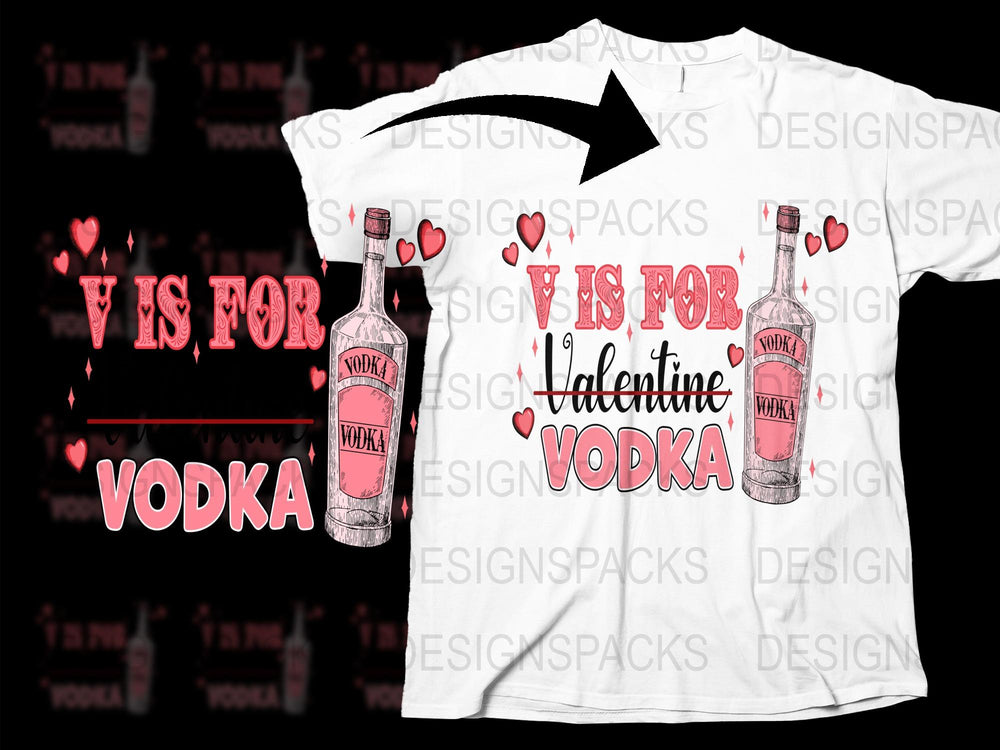 Valentine's Day Vodka T-Shirt, Funny Romantic Gift, Unisex Adult Beverage Tee, Party Wear