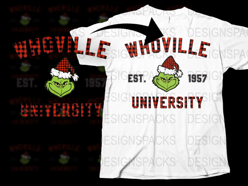 Whoville University T-Shirt 1957, Vintage Dr. Seuss Inspired Holiday Tee, Festive Christmas Casual Wear for All Ages