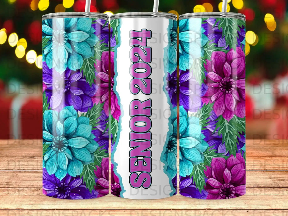 Senior 2024 Floral Aqua Purple Magenta product type