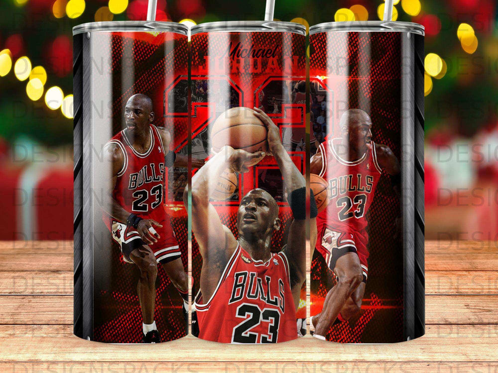 Michael Jordan in Chicago Bulls uniform, holding basketball, with "Michael Jordan" text.