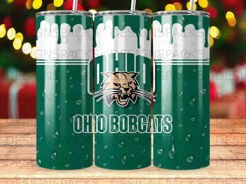 Ohio Bobcats Mascot Green Drip Skinny Tumbler product type
