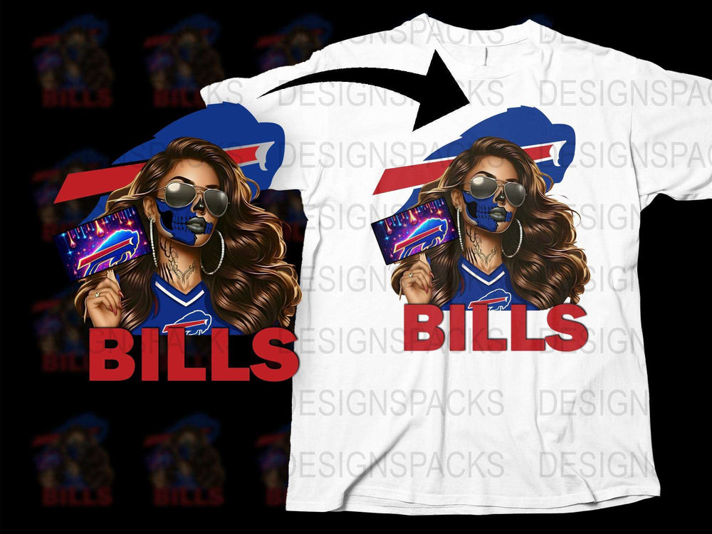 Trendy Buffalo Bills Fan T-Shirt, Fashionable Sports Graphic Tee, Women's Casual Wear, Patriotic Design Shirt