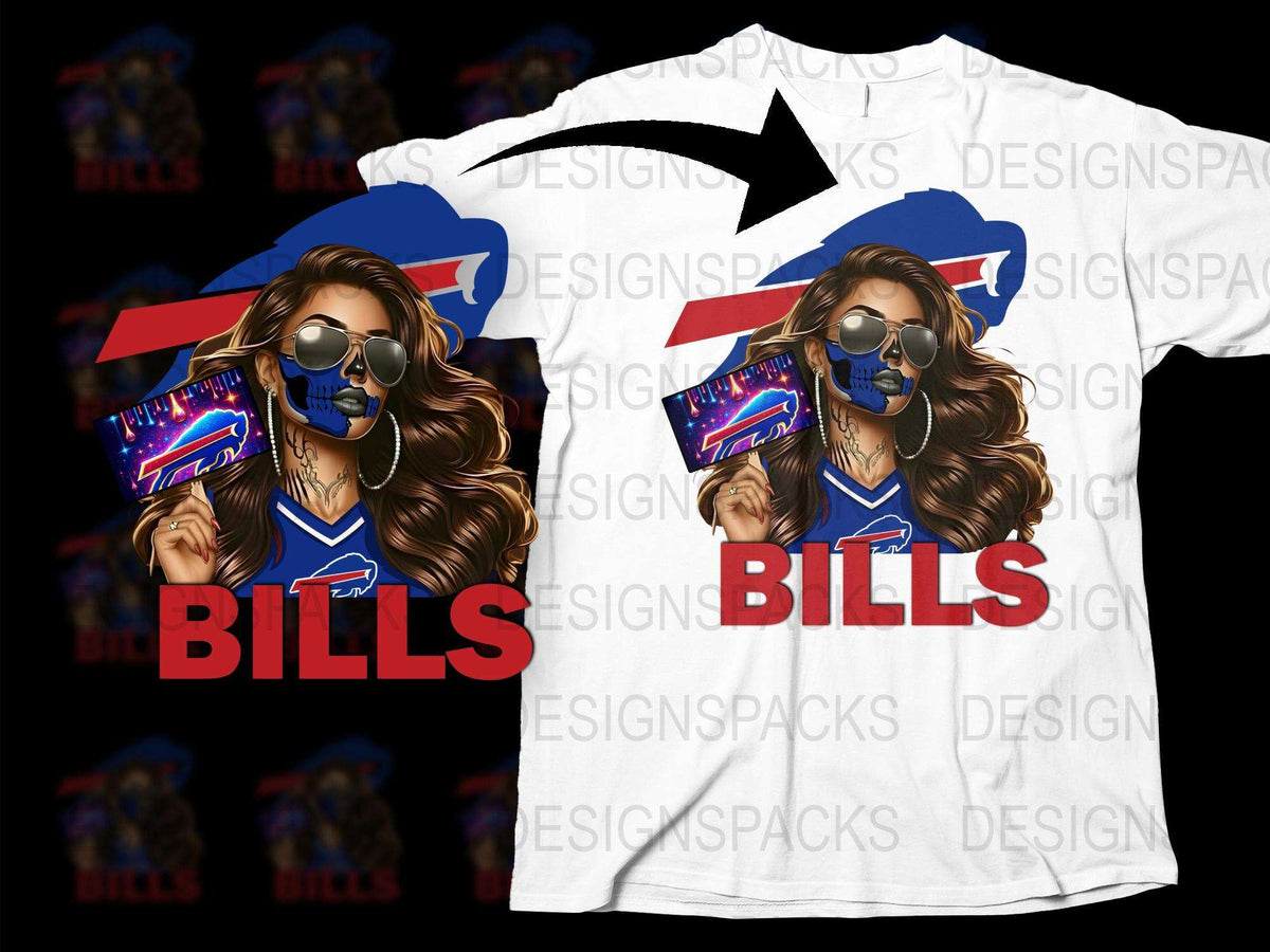 Trendy Buffalo Bills Fan T-Shirt, Fashionable Sports Graphic Tee, Women's Casual Wear, Patriotic Design Shirt