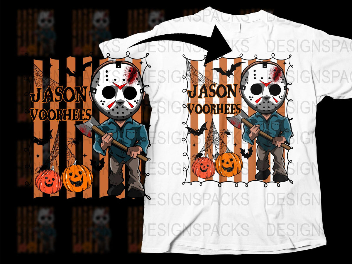 Jason Voorhees Halloween T-Shirt, Horror Movie Character Apparel, Spooky Graphic Tee, Unisex Cotton Shirt