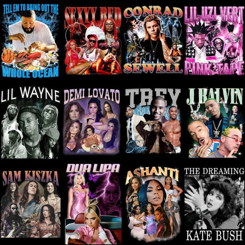 56 Music Stars Bootleg Artists Mixed Designs Bundle PNG