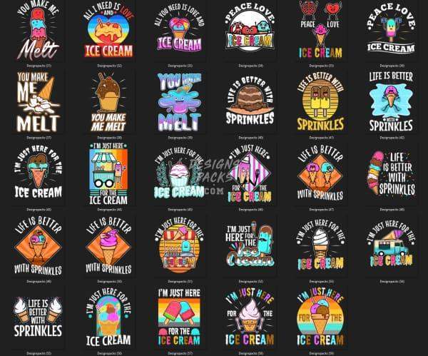 56 Summer Ice Cream Designs Bundle PNG designspacks