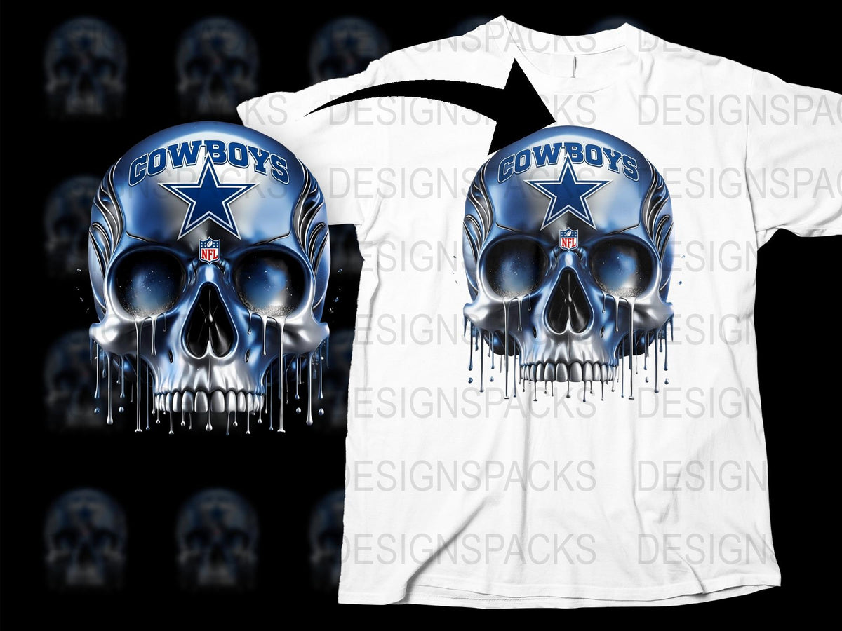 Dallas Cowboys Skull Graphic T-Shirt, Men's Football Fan Apparel, Unique NFL Team Support Tee