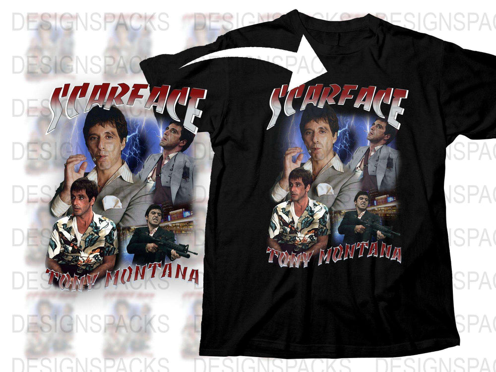 Vintage Scarface Tony Montana Graphic T-Shirt, Classic Movie Tee, Retro 90s Style, Al Pacino Fan Merchandise