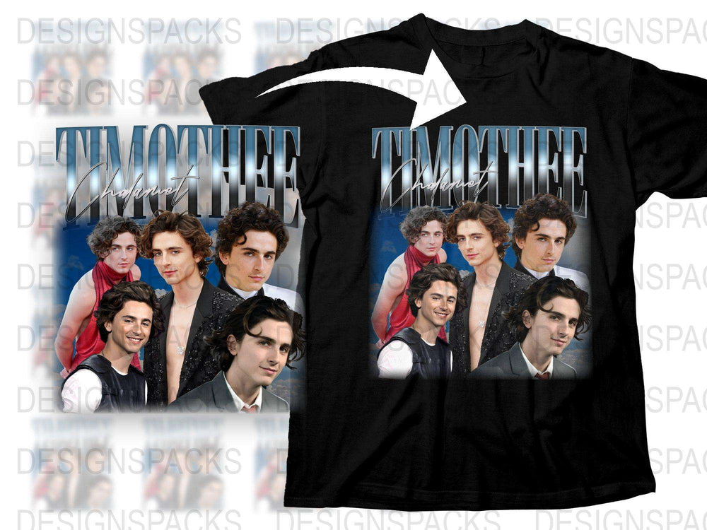 Timothee Chalamet Graphic T-Shirt, Movie Star Photo Collage Tee, Fan Merchandise, Unique Gifts for Fans