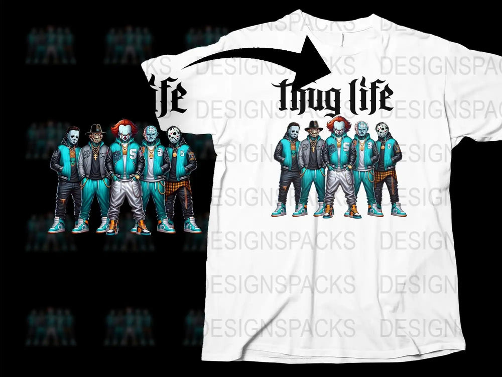 Thug Life Gangster Clown T-Shirt, Cool Streetwear Graphic Tee, Urban Hip Hop Style, Unique Men's Fashion Shirt