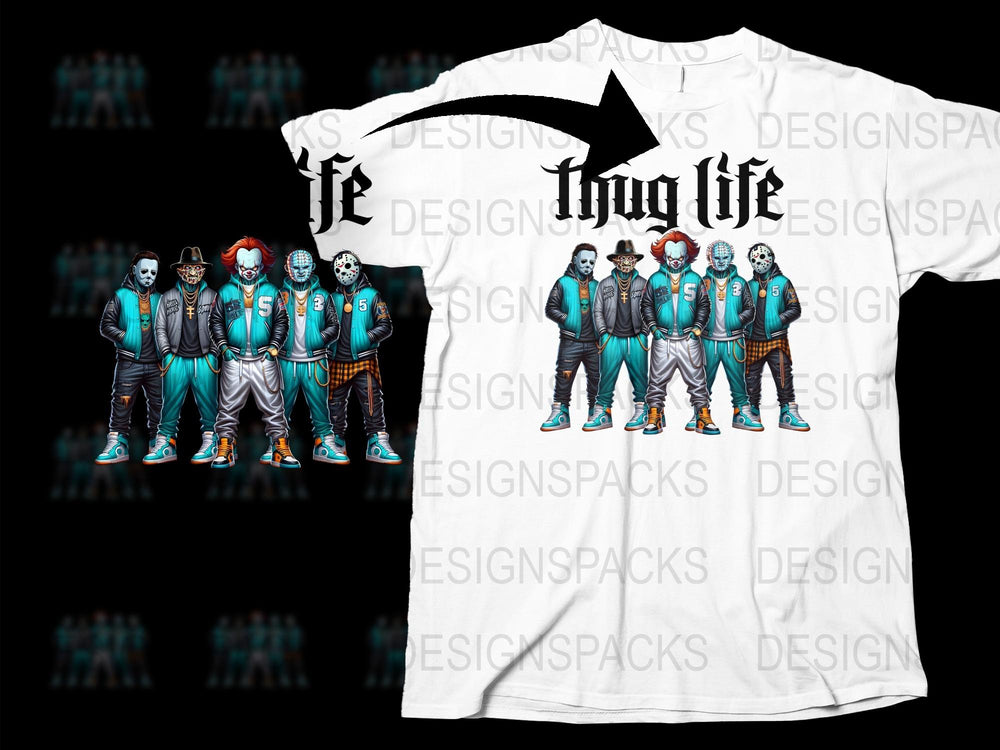 Thug Life Gangster Clown T-Shirt, Cool Streetwear Graphic Tee, Urban Hip Hop Style, Unique Men's Fashion Shirt