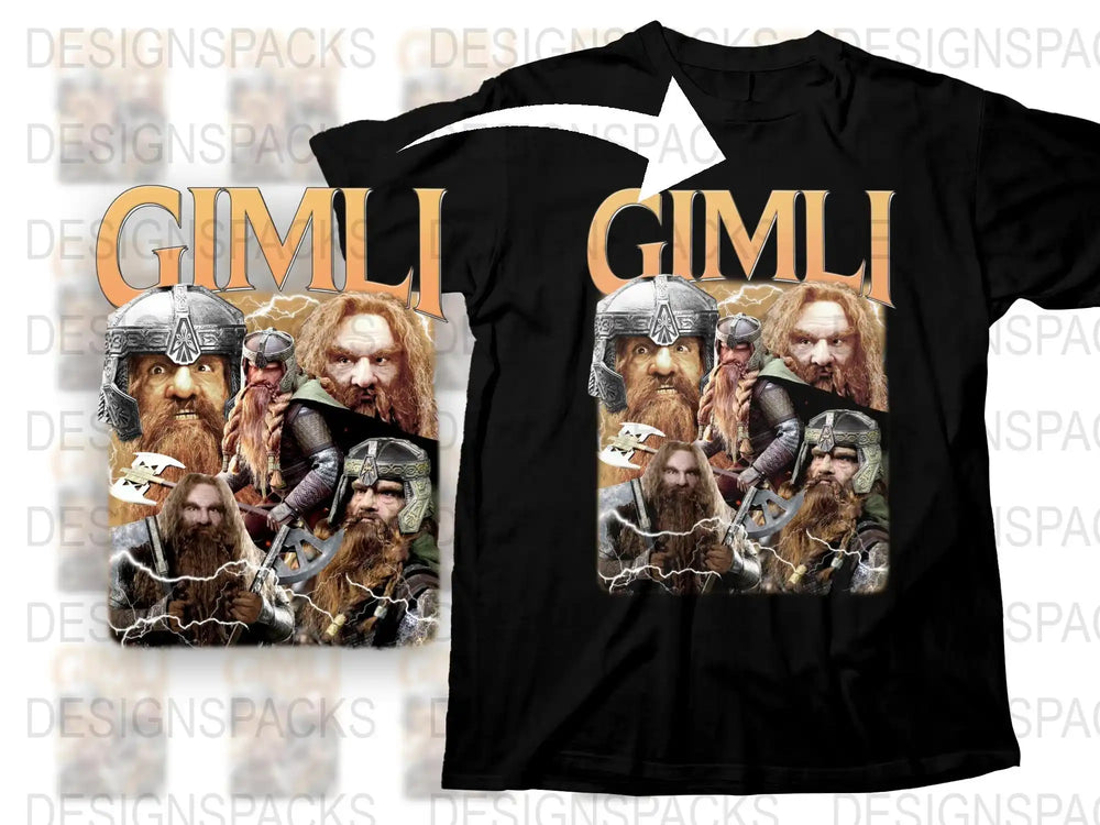 Gimli Inspired Graphic T-Shirt, Lord of the Rings Fan Tee, Fantasy Warrior Movie Merch, Unisex Apparel