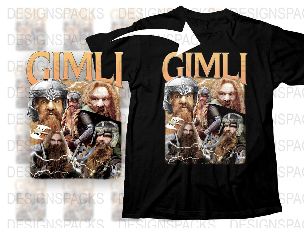 Gimli Inspired Graphic T-Shirt, Lord of the Rings Fan Tee, Fantasy Warrior Movie Merch, Unisex Apparel