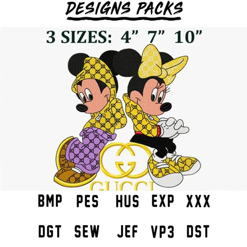 Brand Mouse Cartoon Couple Embroidery Design