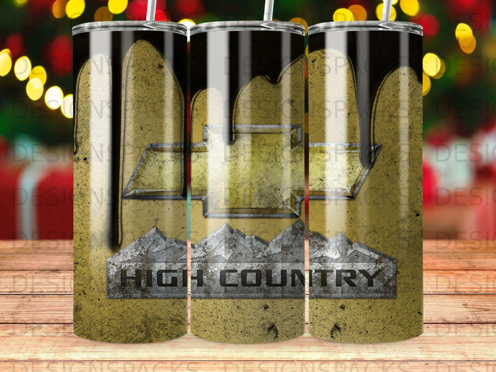 Chevy High Country truck emblem with textured gold and black design.