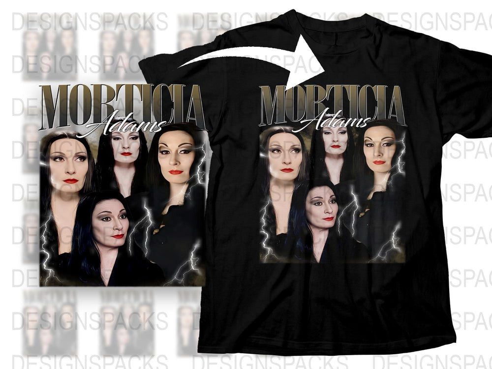 Morticia Addams T-Shirt, Gothic Style Tee, Black Lightning Graphic, Halloween Costume Idea, Fan Merchandise