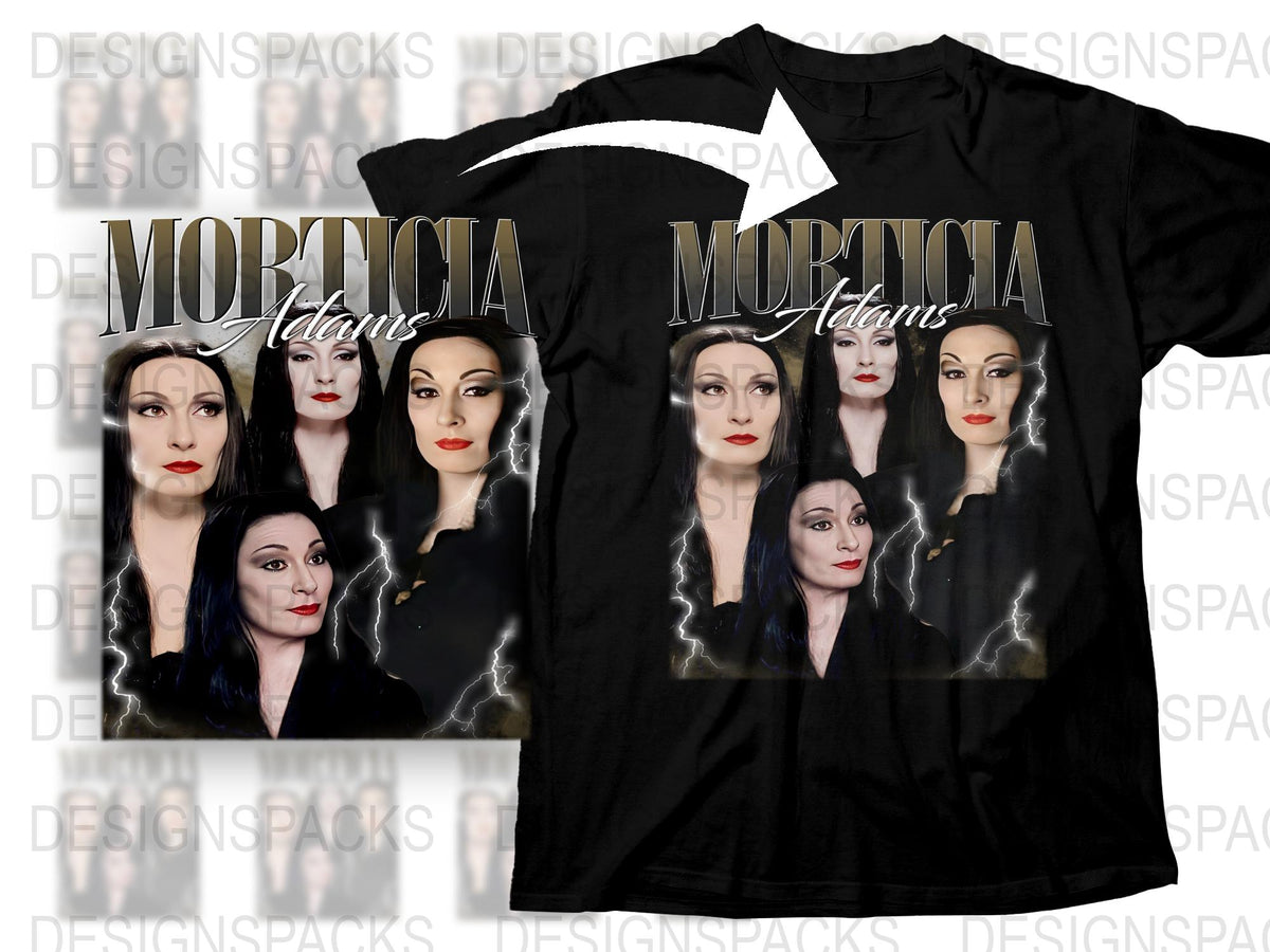 Morticia Addams T-Shirt, Gothic Style Tee, Black Lightning Graphic, Halloween Costume Idea, Fan Merchandise