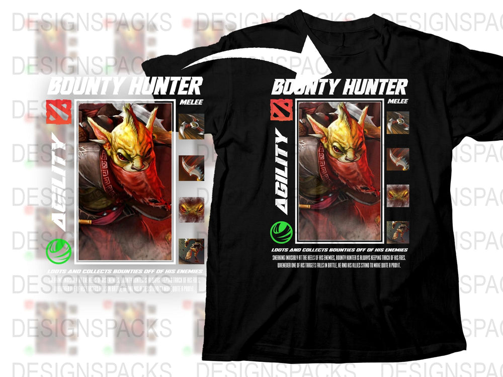 Bounty Hunter T-Shirt, Fantasy Game Character, Melee Agility Fighter, Collector's Edition Tee, Gaming Apparel