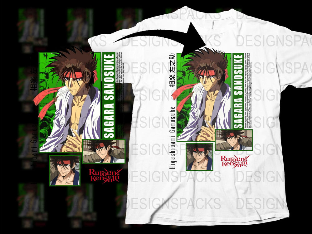 Rurouni Kenshin Anime T-Shirt, Sagara Sanosuke Graphic Tee, Manga Character Shirt, Unisex Cotton Tee, Unique Gift Idea
