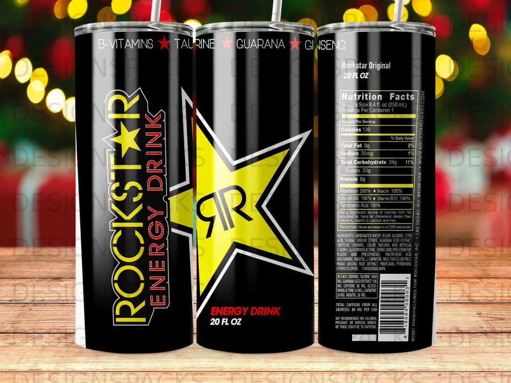 Rockstar Energy Drink Original 20 fl oz can with nutrition facts label.